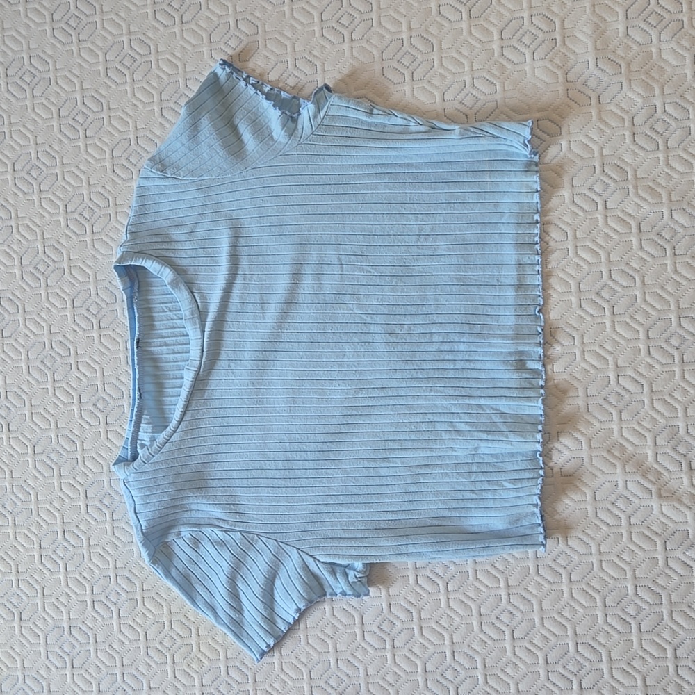 Shein blue crop top PTP=17.5"+